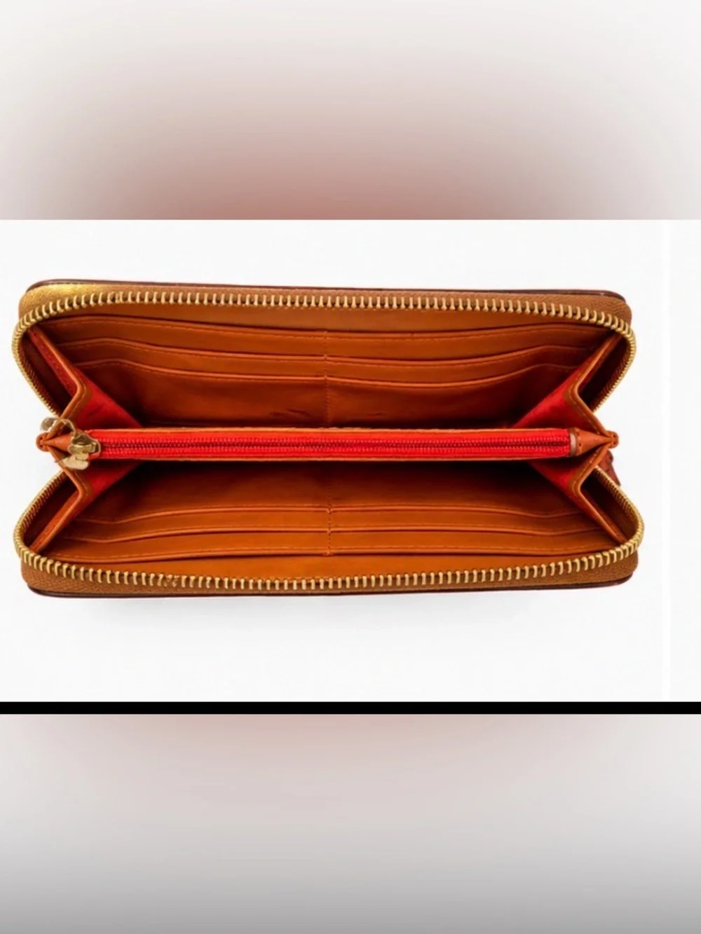 Dooney & Bourke Orange Leather Zip Around Continental Wallet - Picture 3 of 4